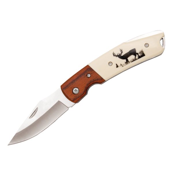 NAVAJA CAZA HOJA 7,7 CM. MANGO MADERA/ABS