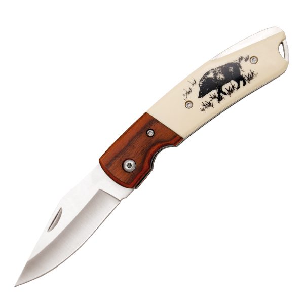 NAVAJA CAZA HOJA 7,7 CM. MANGO MADERA/ABS