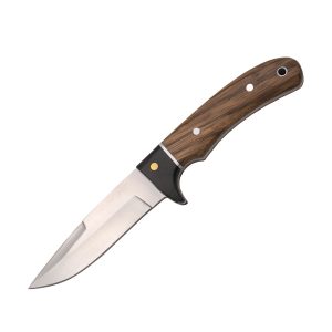 CUCHILLO DEPORTIVO HOJA 10,6 CM MANGO ZEBRANO FUNDA CUERO