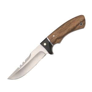 CUCHILLO DEPORTIVO HOJA 12,4 CM MANGO ZEBRANO FUNDA CUERO